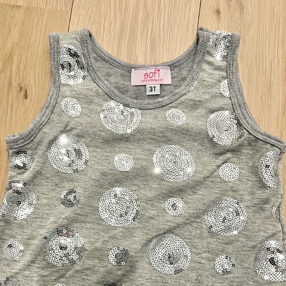 Sofi Clothing Toddler Girl's Sequins Sleeveless Jersey Dress Gray Silver 3T - Picture 5 of 11